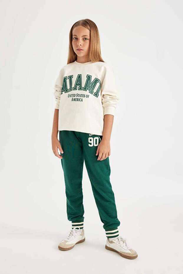 Girl's Printed Jogger School Sweatpants with Elastic Waist and Pockets C7132A824Au