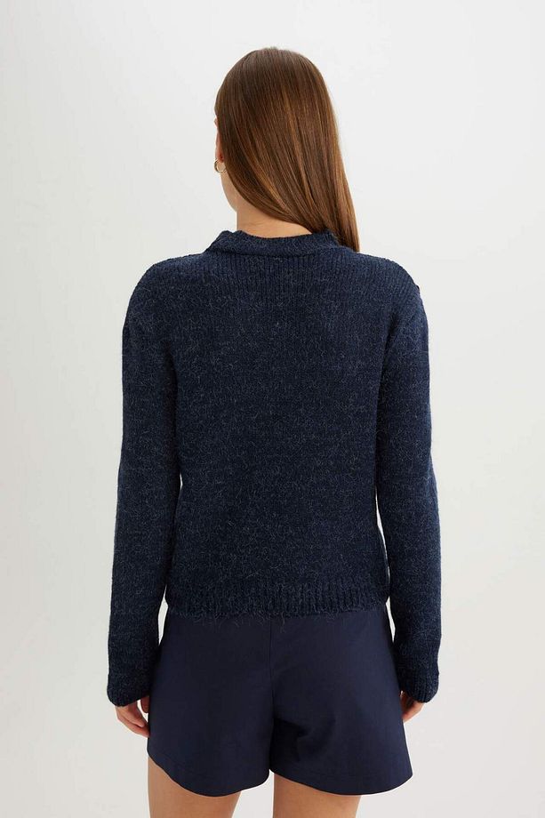 Regular Fit Yumuşak Dokulu Bisiklet Yaka Triko Kazak C9075AX24WN - 7