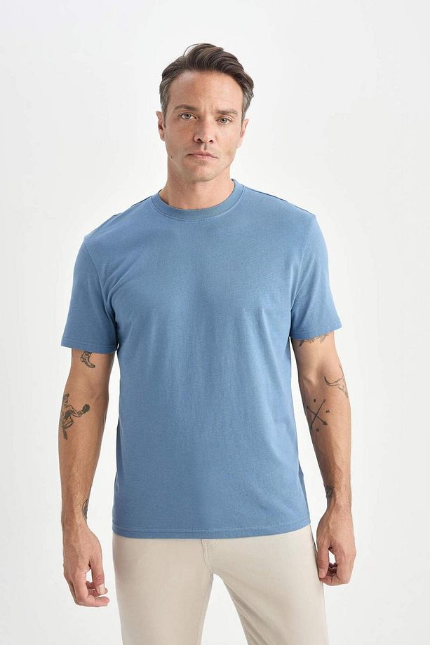 %100 Pamuk New Regular Fit Bisiklet Yaka Basic Düz Kısa Kollu Tişört V7699AZ25SP - 6
