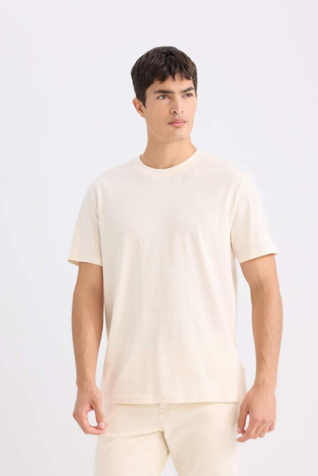 %100 Pamuk New Regular Fit Bisiklet Yaka Basic Düz Kısa Kollu Tişört V7699AZ25SP - 4
