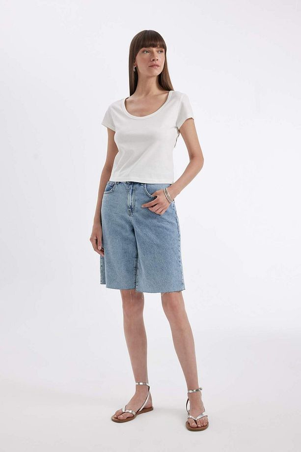 Regular Fit Bisiklet Yaka Penye Basic Düz Kısa Kollu Tişört D4455AX24HS - 2