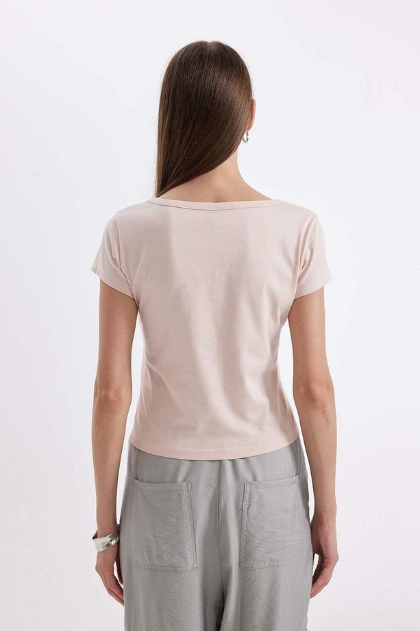 Regular Fit Bisiklet Yaka Penye Basic Düz Kısa Kollu Tişört D4455AX24HS - 6