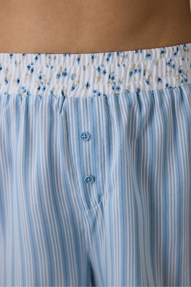Açık Mavi Lilah Çizgili Şort Pijama Altı - 3