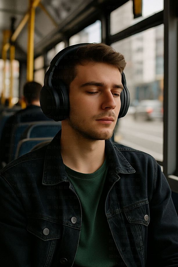 Kablosuz Kulaklık Bluetooth Mikrofonlu Kulaküstü Kulaklık Katlanabilir Siyah Android İos Uyumlu - 5