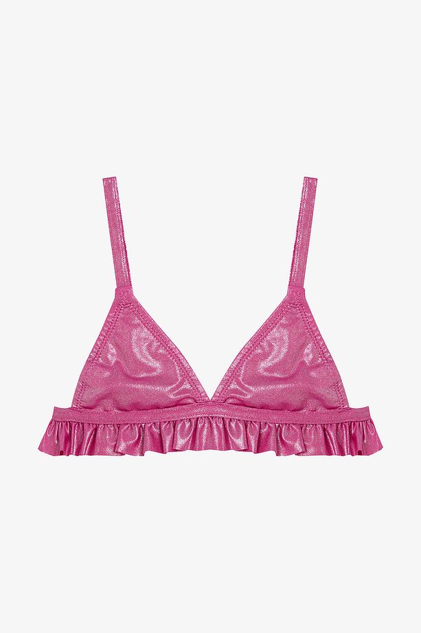 Pembe Kız Çocuk Shiny Üçgen Bikini Takımı - 2