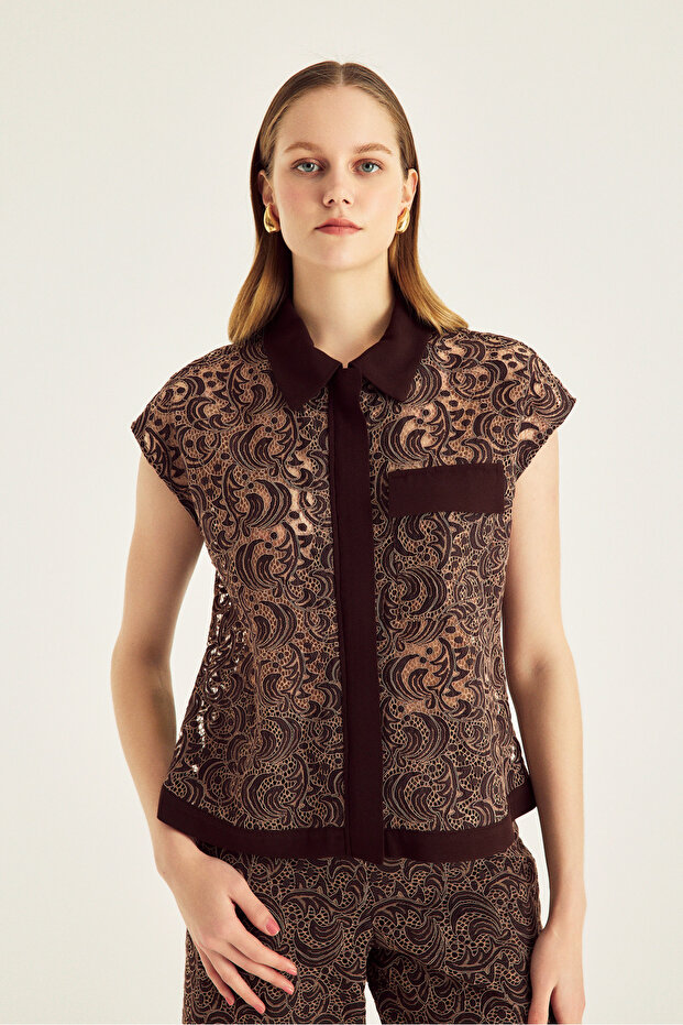 Fermuarlı Dantel Üst - 3