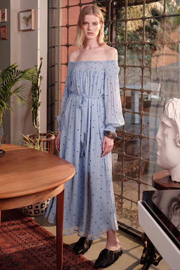 Rochie lungă cu guler tip Madonna - 1