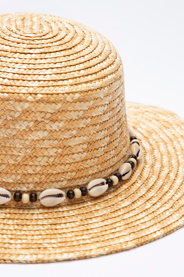 قبعة من القش بتفاصيل صدف هيرمونا - 2