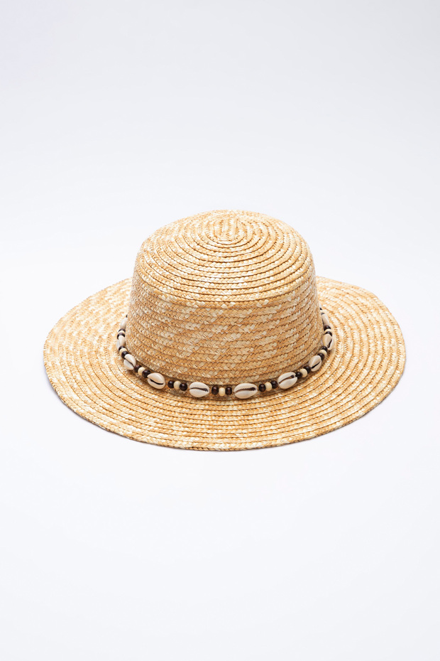 قبعة من القش بتفاصيل صدف هيرمونا - 1
