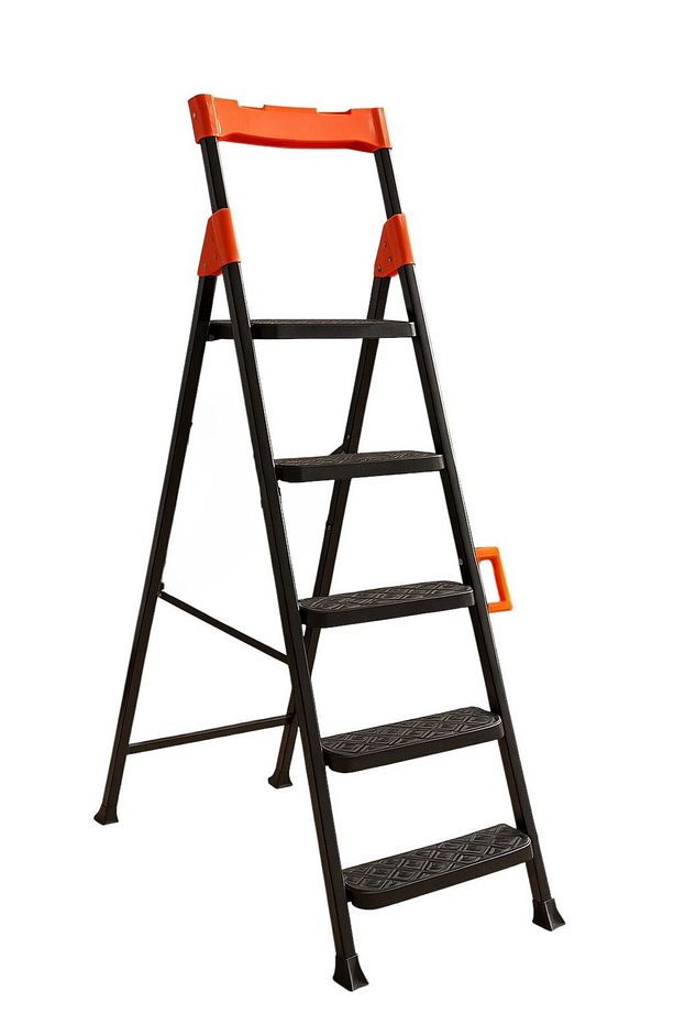 Dayanıklı Metal Merdiven 4+1 Siyah Geniş Basamaklı Ev Ve Iş Merdiven - 2