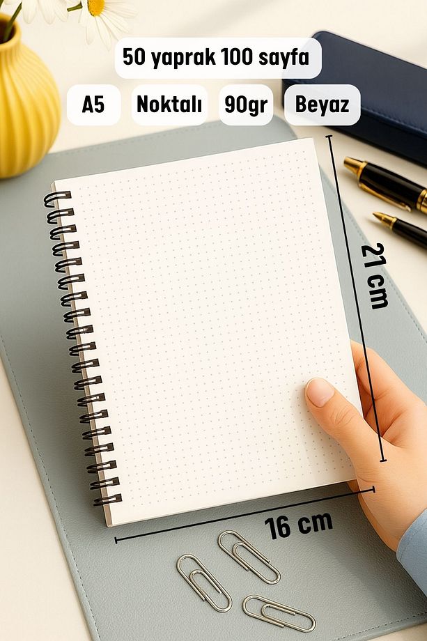 2'li Noktalı Defter Seti, A5 Boyutunda 50 Yaprak 100 Sayfa 2'li Set, Kelebek - 4