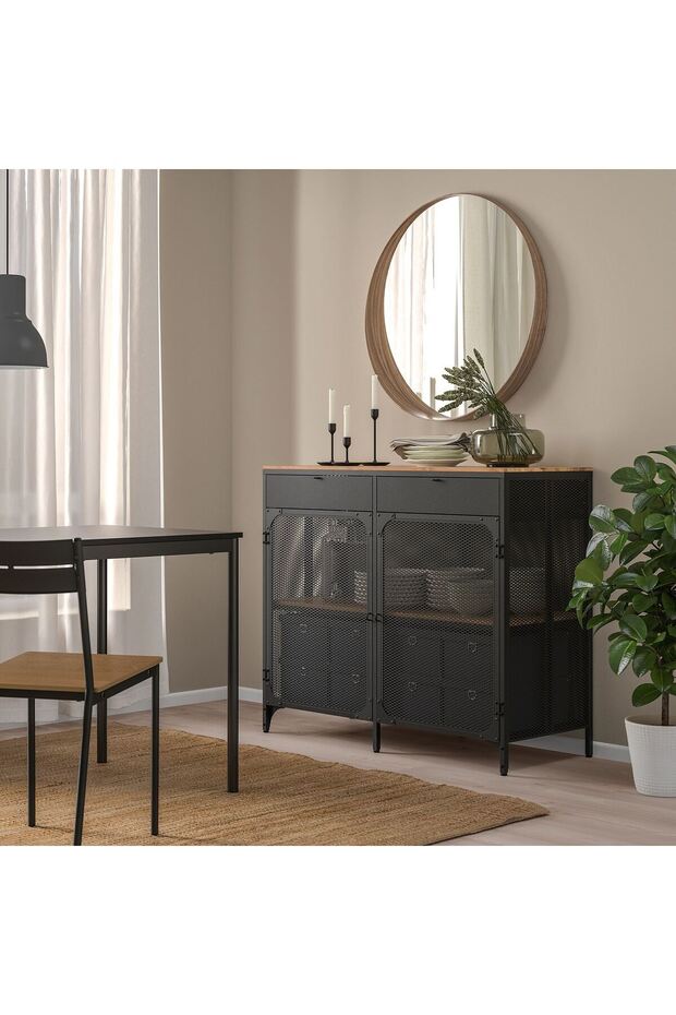 büfe, siyah, 47x111x95 cm - 1