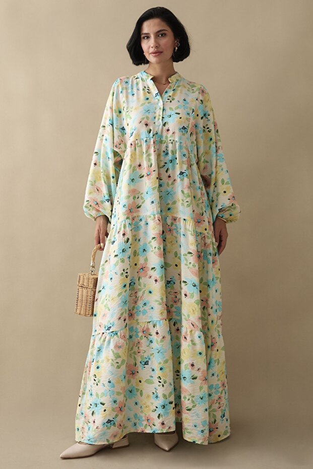 Sardunya Turkuaz Mango Elbise - 4