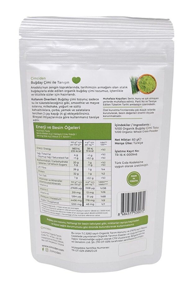Organik Buğday Çimi Tozu 60GR - 2