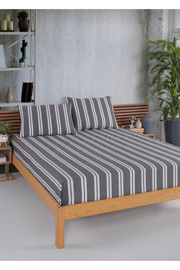 Strip Patterned Ranforce Fitted Sheet Set - 1