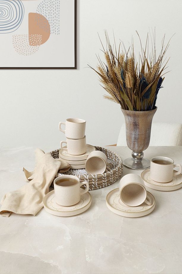 Taupe Bloom Stackable Çay Takımı 12 Parça 6 Kişilik 22520-28 - 2