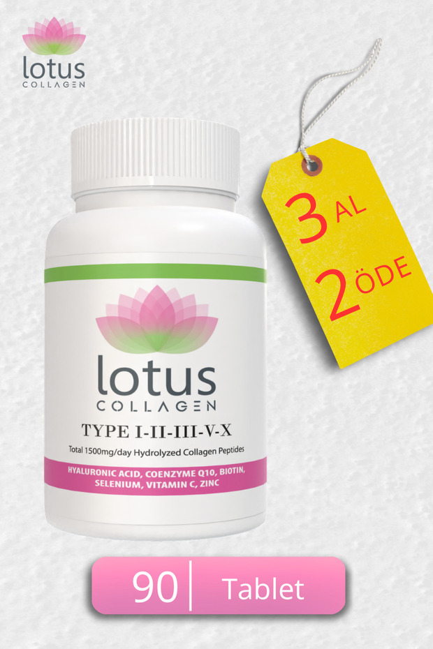 Lotus 5 Tip Kolajen Tip 1, 2, 3, 5, 10 (Y. Kabuğu, Biotin, Selenyum , C Vitamini Ve Çinko )90 Tablet - 1