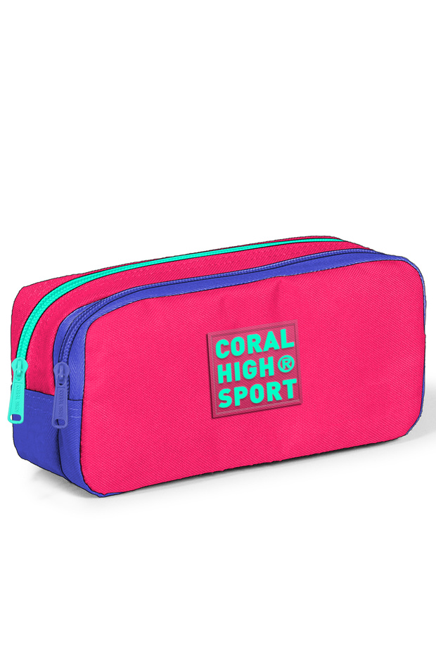 Sport Neon Coral Lavender Two Compartment Pencil Bag 22274
