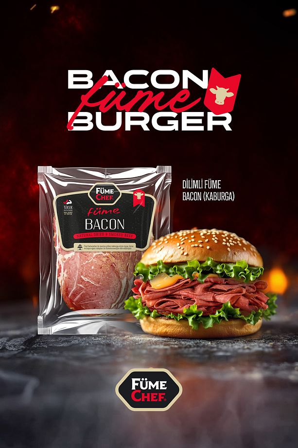 Dana Kaburga Etinden Dilimli Dana Füme Bacon Füme 100 gr Yoğun Tütsülenmiş Lezzet Kahvaltılık - 1