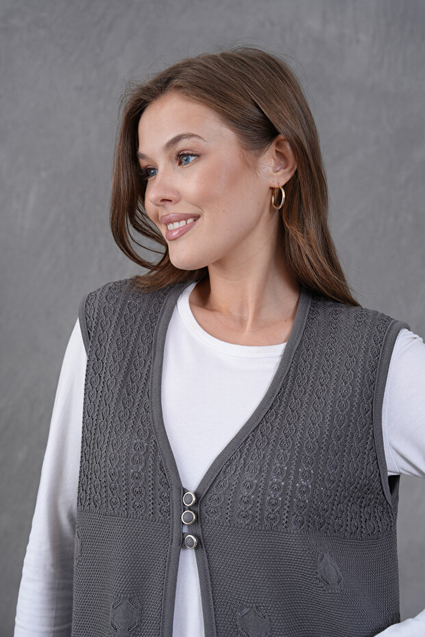 Triko Ajurlu Merserize Yelek - 5