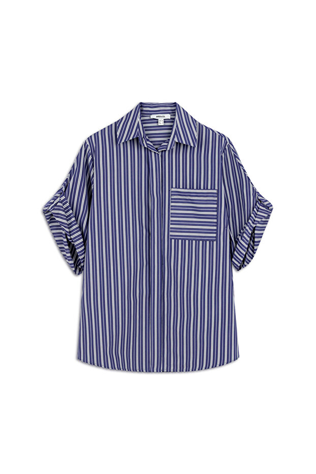 Çizgili poplin gömlek - 3