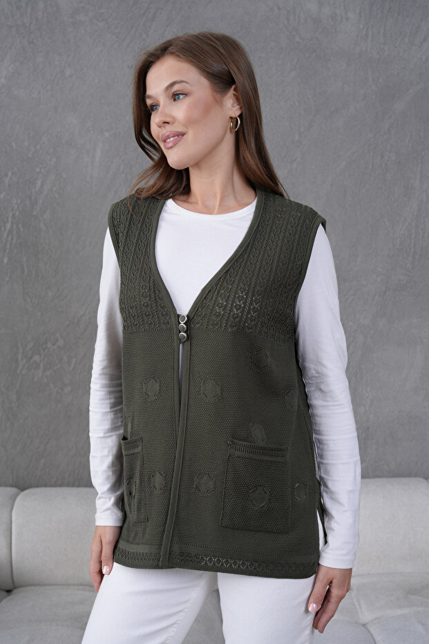 Triko Ajurlu Merserize Yelek - 2