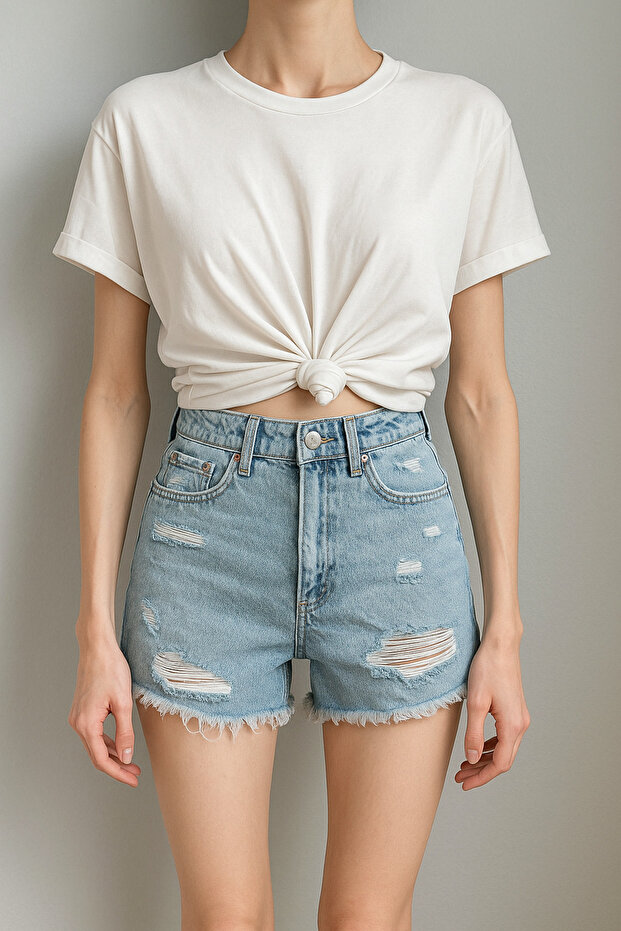 Yırtıklı  Kot Şort - 1
