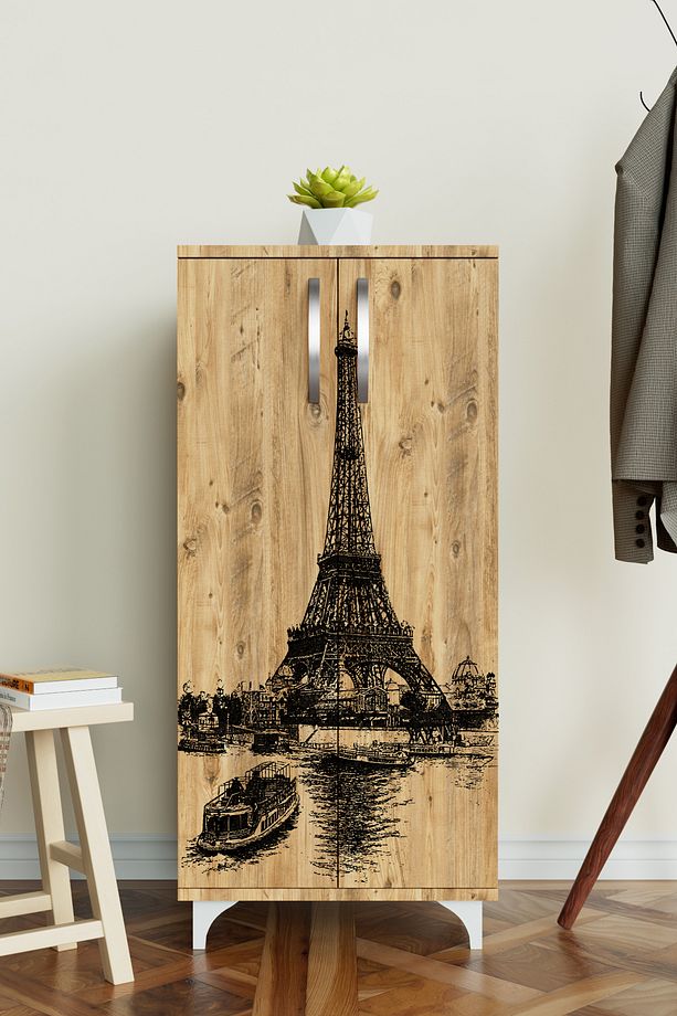 Eiffel Tower 3 Raflı Çok Amaçlı Dolap Mutfak Salon Banyo Ofis Salon Dolabı - 3