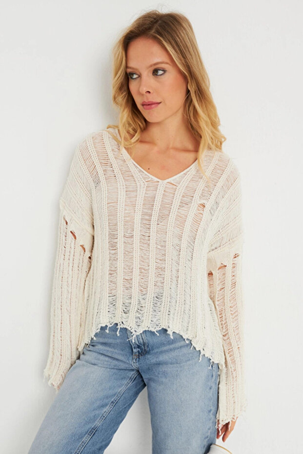 Women's Shaped Knit Blouse Stone YZ618