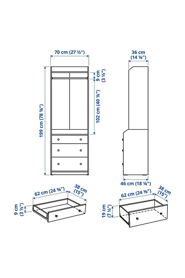 açık dolap, gri, 70x199 cm - 7