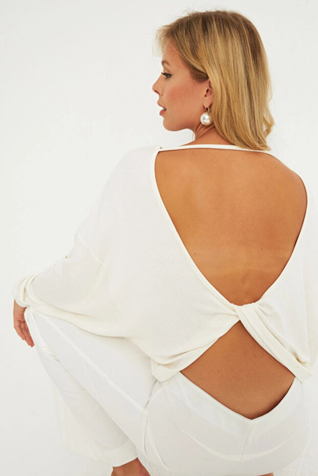 Women's Ecru Knot Detailed Blouse Gç176