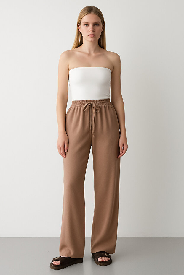 Milky Brown Cotton Linen Trousers