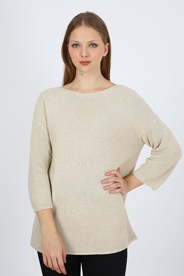 Wide Collar Knitted Sweater (320747Kzk)