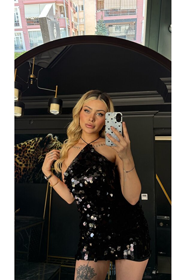 PAYETLİ MİNİ ELBİSE - 1