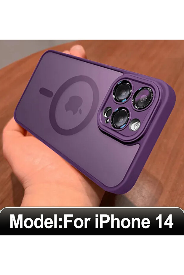 حافظة شحن لاسلكي مغناطيسية مقاومة للصدمات صلبة لهاتف iPhone 14 PURPLE Matte Armor