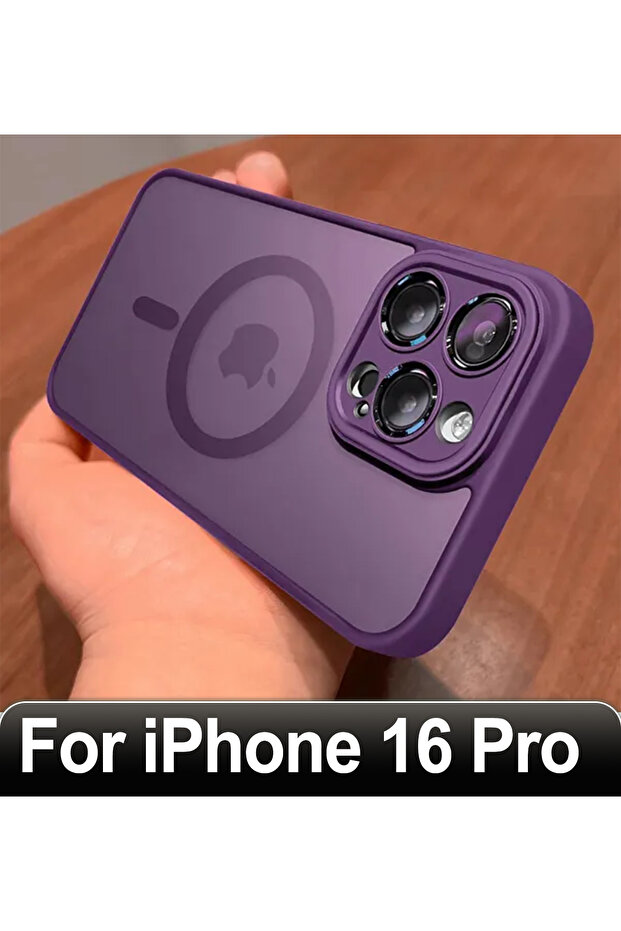 جراب شحن لاسلكي مغناطيسي مقاوم للصدمات صلب لهاتف iPhone 16 Pro PURPLE Matte Armor لشحن لاسلكي مغناطيسي مقاوم للصدمات صلب