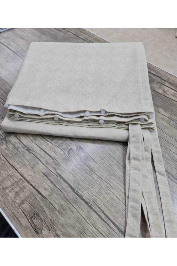 Lüks 1.Sınıf Kornişli Bej Balkon Perdesi En X Yükseklik Ölçülerle - 2