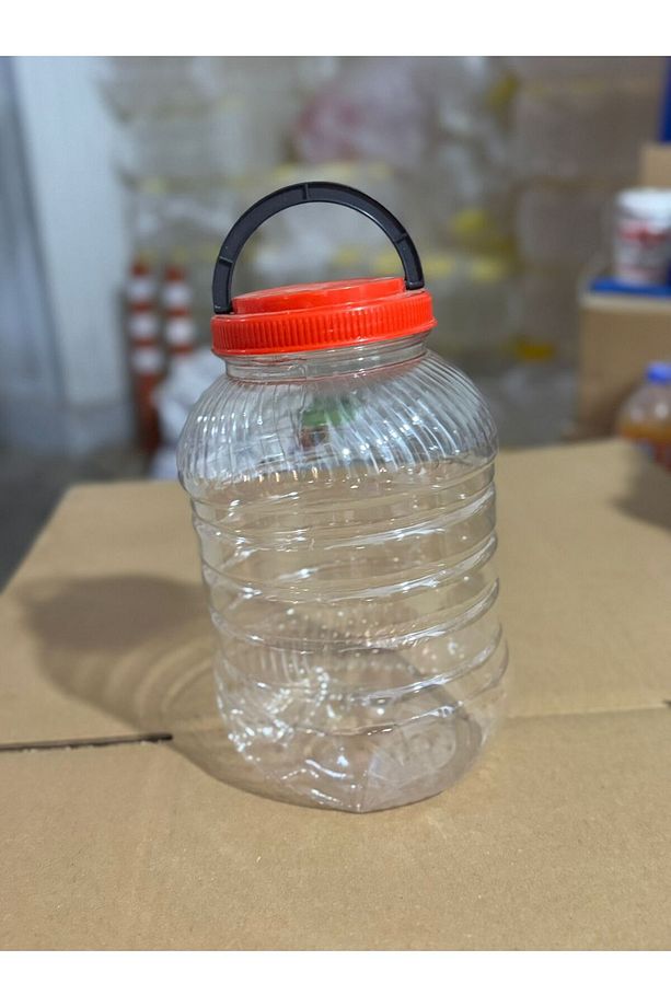 Bidon 5 Litre Peynir Turşu Zeytin Salça Saklama kavanozu 9 Adet Kırmızı kulplu kapaklı - 5