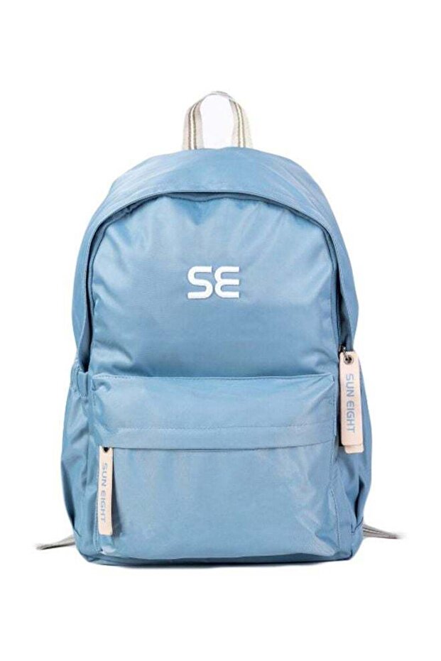 حقيبة ظهر مدرسية من البوليستر باللون الأزرق السماوي - 1