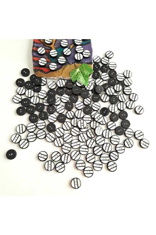 12.5 Mm Black-white 2-Hole Polyester Button (20 Pieces)