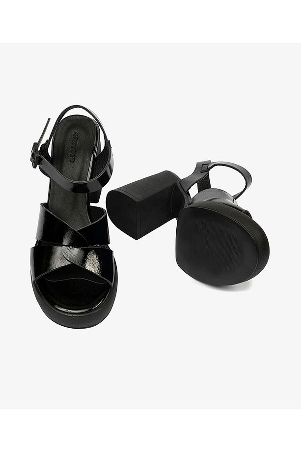 Kadın Siyah Hakiki Deri Sandalet 4Y2AS59046 - 7