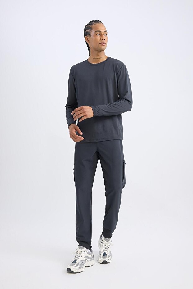 Fit Jogger Eşofman Altı Standart Fit Beli Bağcıklı Basic Düz Lastikli Paça Cepli D1901ax24au - 2