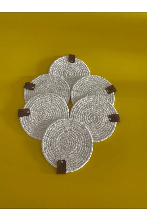 Cream Color Coasters Set of 6, Washable, Ironable, Cotton Rope Coasters, Jute
