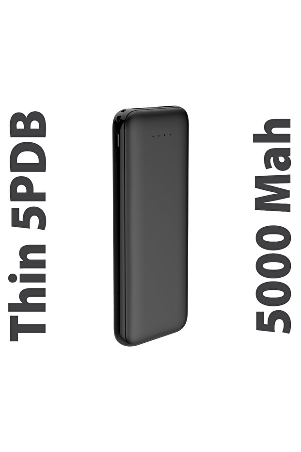 Thin 5B Slim Ultra ince 5000mAh Powerbank Taşınabilir Şarj Cijhazı Type-C / USB / Total Output 2.1A - 1