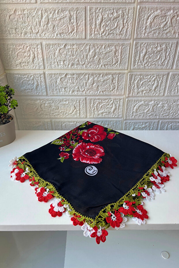 Eșarfă brodată manual, scris pe tulbent - 1