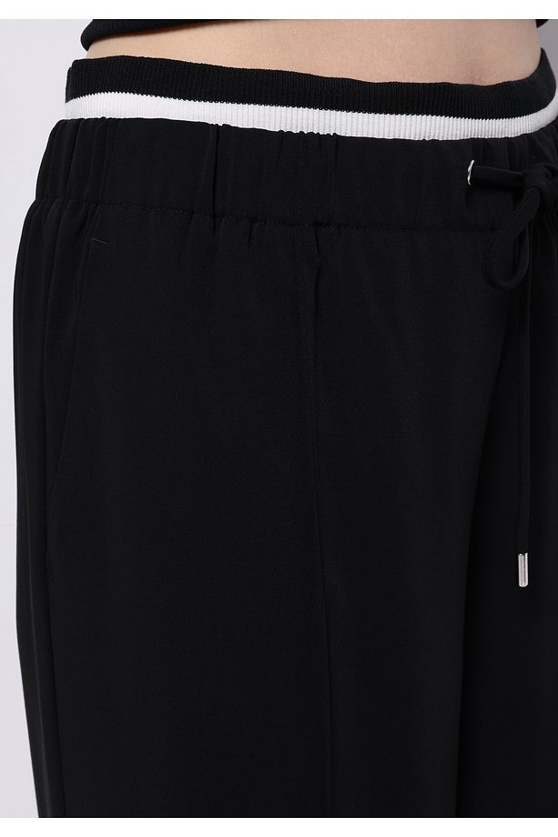 Regular Fit Yüksek Bel Geniş Paça Kadın Siyah Pantolon - 5