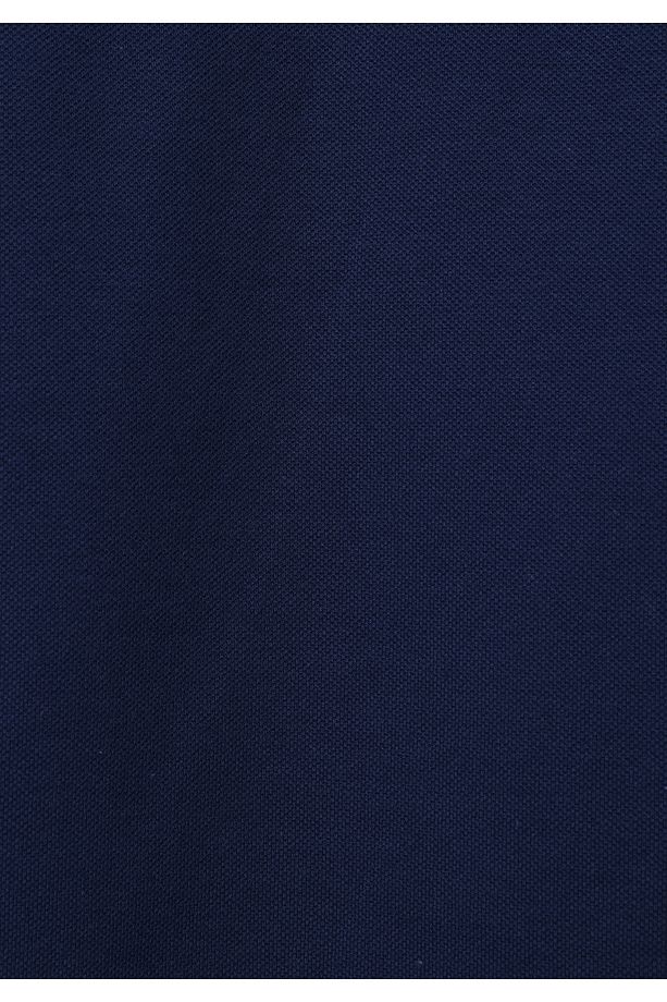 Regular Fit Polo Yaka Düz Erkek Mavi Örme Cepsiz Kısa Kol Tişört - 5