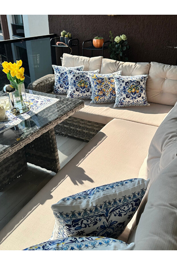 غطاء وسادة رمي منقوشة بالأزهار - 6