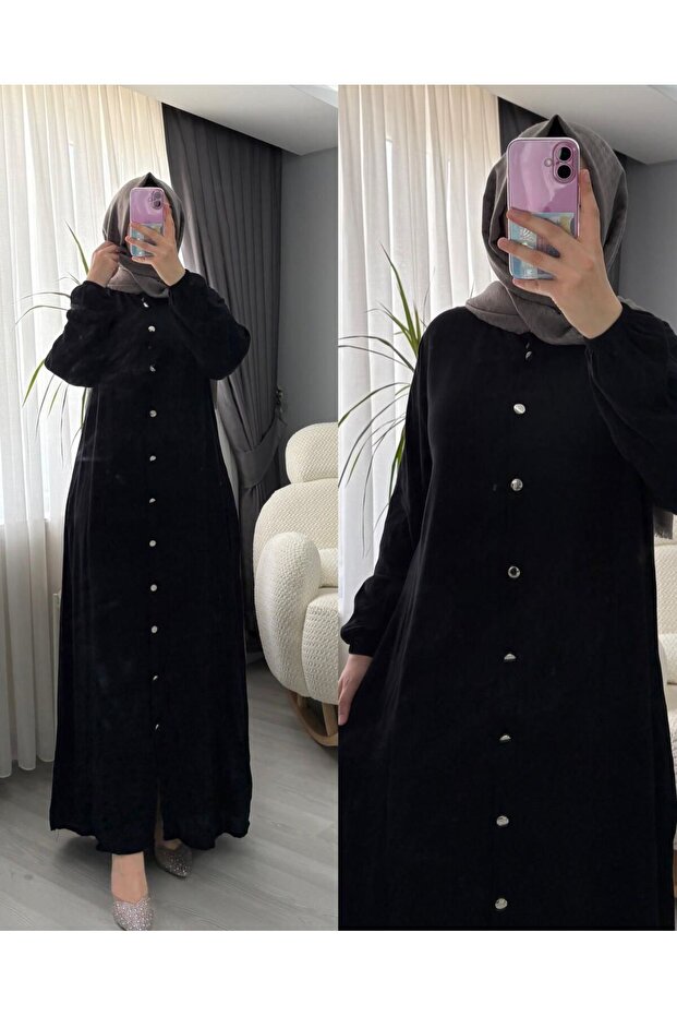 MODEST VISCOSE FULL-LENGTH BUTTON-DOWN DRESS