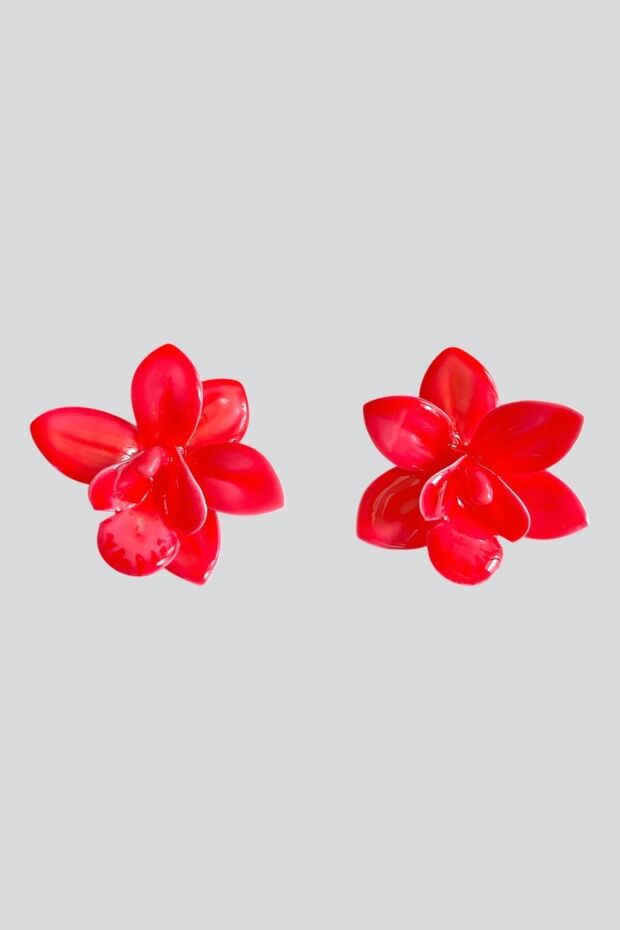 Red Flower Earrings - 1